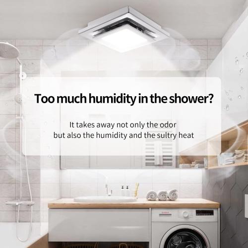 Zeyzer Bathroom Exhaust Fan with LED Light Square Quiet Modern Ceiling Mount Ventilation Fan Combination for Shower/Restroom/Office, 110 CFM 1.0 Sones 4 Inches Duct 110V, White