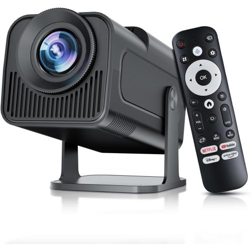 Mini Projector WiFi Bluetooth 5.4,Ultra HD Native 1080, Compatible with Netflix, 4K | Built-in Authentic Apps, Auto Keystone, 180° Adjustable Stand, Portable Proyector for Home/Outdoor Movie/Gaming