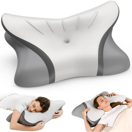 Cervical Neck Pillow for Pain Relief - Ergonomic Bed Pillow for Sleeping, Contour Orthopedic Memory Foam Pillows for Neck Support, Cooling Side Sleeper Pillow for Back Stomach Sleepers with Pillowcase