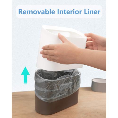 AYADA 0.4 Gal Mini Trash Can for Desk with Inclined Opening, Small Waste Basket Very Tiny for Desktop Vanity Countertop Table Office Laundry Bedside, Slim Thin Plastic Mini Garbage Can (White)