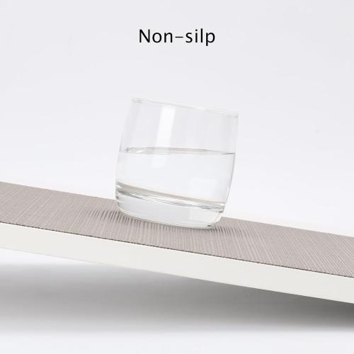 Myir JUN Placemats Set of 6, Vinyl Woven Placemats Place Mats Indoor Washable Table Mats Non-Slip Place mats for Dining Table (Golden Silver, Set of 6)