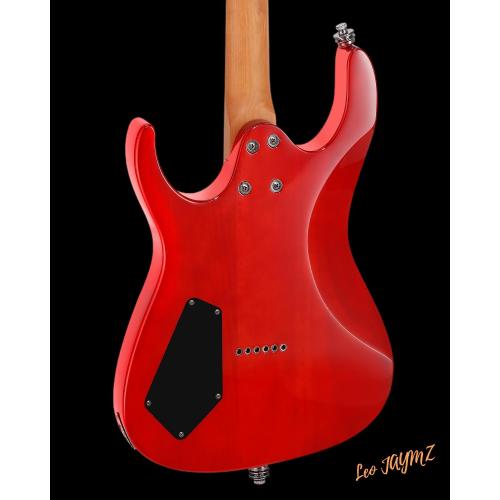 Leo Jaymz Electric Guitar Hurricane Deluxe Series, Mahogany Body, Roasted Maple Neck, Rosewood Fretboard, Locking Tuners, Rounded Frets, Case(Red Deluxe)