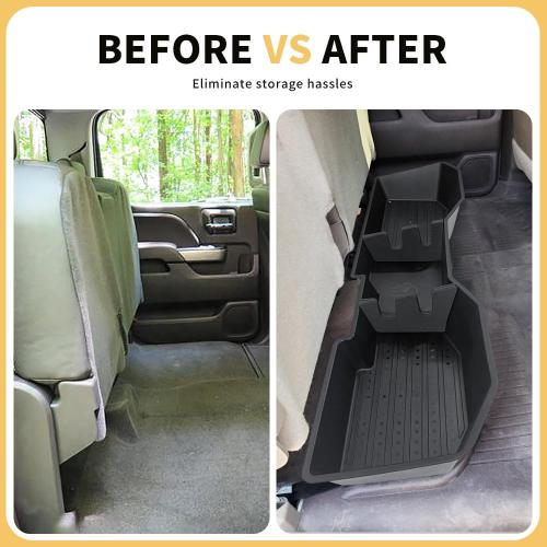 MAXDOM Under Seat Storage Fit for (2007-2018) Chevy Silverado 1500/GMC Sierra 1500 (2007-2019) 2500HD 3500HD Crew Cab Rear Underseat Organizer Box