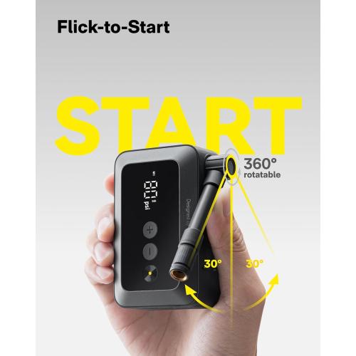 HOTO Mini Bike Tire Pump, 25s Fast Inflate Bicycle Pump with Guage, 150PSI Portable Electric Bike Air Pump with Presta and Schrader Valve for Road Bike, Motorcycle, Mountain Bike, Car, Sports Ball