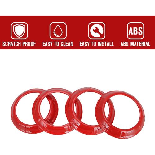 JeCar 4PCS Center Console Dash Air Conditioner Vent Cover Trim Interior Accessories Compatible with Jeep Wrangler JK JKU 2011-2018 (Red)