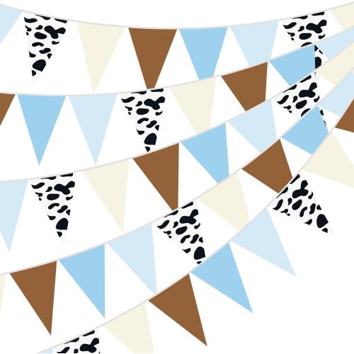 Pasimy 5 Pcs First Rodeo Birthday Decor Cowboy Banner Triangle Pennant
