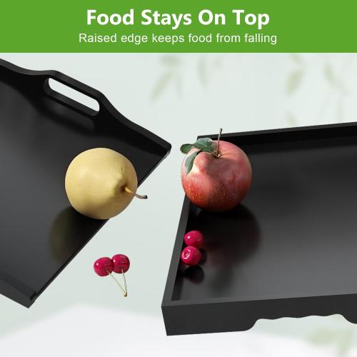 Bed Tray Table with Folding Legs, Bamboo Breakfast in Bed for Kitchen Serving Tray, Sofa, Eating, Used As Laptop Desk Snack Tray (6 Pack, Black Color)
