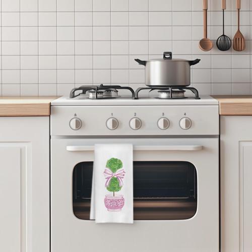 Chinoiserie Plant Kitchen Towels, Coquette Pink Bow Tree Hand Towels for Bathroom, Preppy Plant Decor Dish Towels Tea Towels, Grandmillennial Home Decor, 16x24 Inch