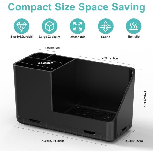 Toothbrush Holders for Bathrooms, Kids Electric Toothbrush and Toothpaste Holder, Toothbrush Organizer with Drainage, Tooth Brush Holder for Bathroom Countertop Organizer (Black)