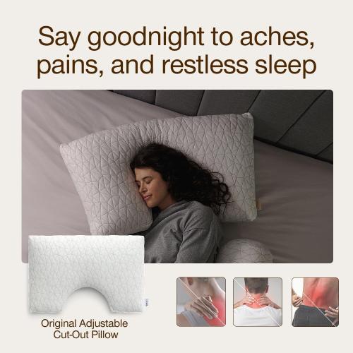 Coop Home Goods Original Cut-Out Adjustable Pillow,  Bed Pillows for Neck & Head Support,  Memory Foam Pillows - Medium Firm for Side Sleeper, CertiPUR-US/GREENGUARD Gold