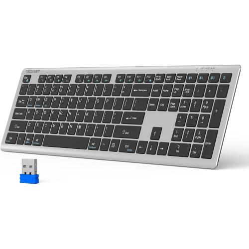 TECKNET Bluetooth Keyboard Rechargeable 4-Device (2.4G BT) Free Switching