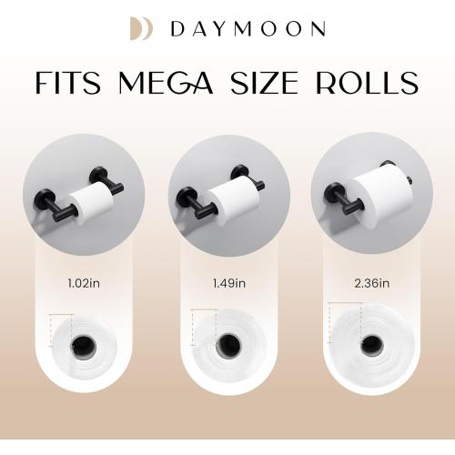 Day Moon™ Matte Black Toilet Paper Holder - Wall Mount Modern Roll Holder for Bathroom