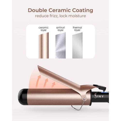 2 Inch Curling Iron Extra Long Barrel for Long Hair, Large Barrel Curling Wand Ceramic Tourmaline with LCD Display,10 Temps, Dual Voltage