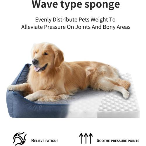 Orthopedic Dog Beds for Medium Dogs, Durable Egg Crate Foam Sofa Dog Bed wit Washable Removable Cover,Waterproof Lining,Pet Bed for Large Dogs (Navy Blue, 26.4 L x 21.7 W x 6.2 Th)