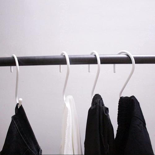 4 Pack Large S Hooks for Hanging Heavy Duty, 6 inch Non Slip Vinyl Coated Metal Closet S Hooks for Hanging Kitchen Utensil Pot Pan Cups Clothes Jeans Towels Hats Bags Plants (White)