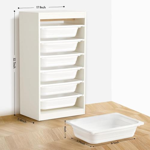 Beright Multipurpose Toy & Book Storage Cabinet with 6 Large Bins, White