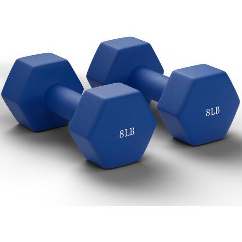 GRETERST Dumbbells Set Rubber Coated Hex Hand Weights Exercise & Fitness for Home Gym Workouts Strength Training Equipment, Blue, 8LB