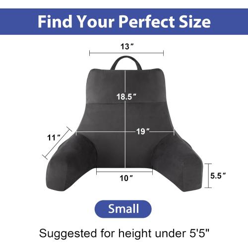 Back Pillow for Bed Sitting up, Reading Pillow for Sitting in Bed Adult, Back Support Pillow, Memory Foam Sit up Lounge Backrest Pillow with Arms for TV, Couch, Chair, Dorm,
