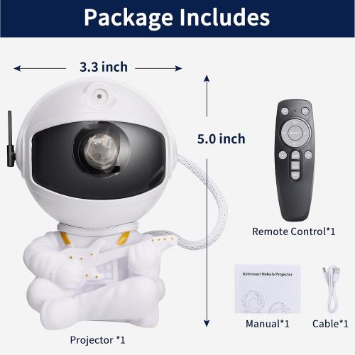 Galaxy Projector Multiple Nebula Modes, Star Projector Galaxy Light with Remote Control, Galaxy Light Projector for Bedroom, Astronaut Projector for Kids, Ceiling, Room Decor,White