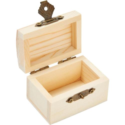 Juvale Wooden Boxes - 12-Pack, 2.3 x 1.5 x 1.5 In Natural Pinewood - Unfinished Wood Box With Hinged Lid & Metal Clasp for Crafts & Mini Treasure Chests
