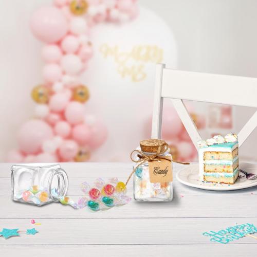 12 Pack Small Glass Jars With Lids, 3.4 oz Mini Bottles With Cork, Twine and Labels for Favors, DIY Crafts, Candy, Potion