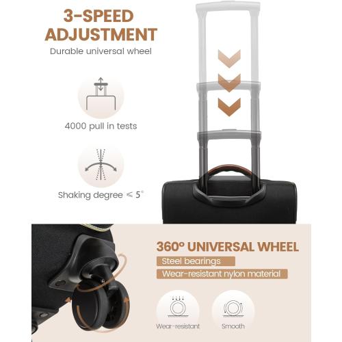 LOVEVOOK Underseat Carry On Luggage With Wheels, 16 Inch Softside Underseat Luggage Spinner, 18x14x8 inches Travel Bag With TSA Lock, Water-Resistant Lightwhight Personal Item for Travel