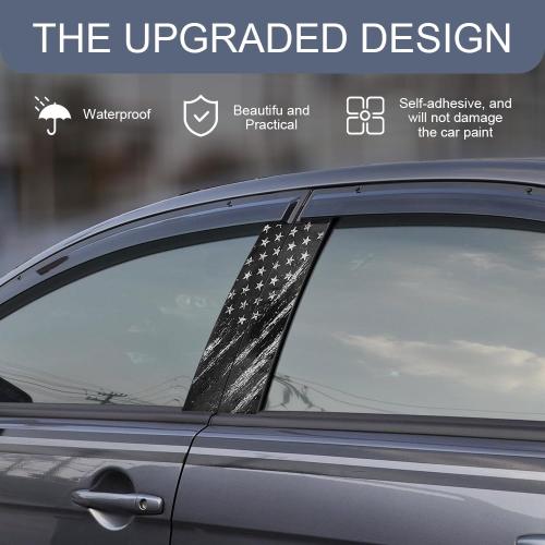2PCS B Pillar Sticker Decal, Gloss Vinyl Decal Set, Waterproof USA Flag Personalized Vehicle Door Window Pillar Decals, Car American Flag Vinyl Wrap for Side Door Trim Decoration (Style B)