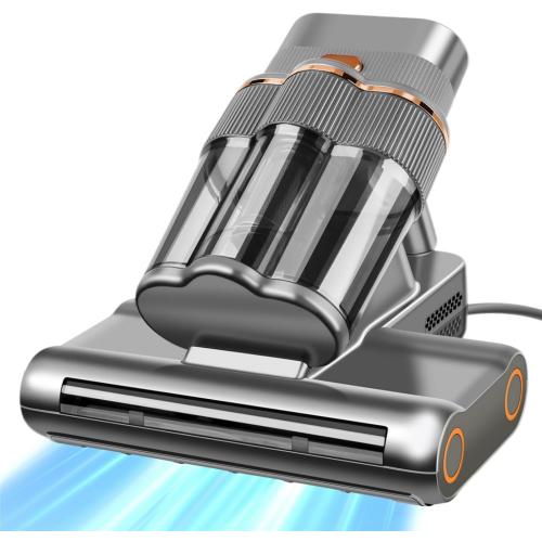 Powerful Mattress Vacuum Cleaner,Handheld Bed Vacuum with UV-C Light, 16Kpa Strong Suction, 30000 RPM Dual Drum Brushes, 140°F Hot Air & Ultrasonic Tech, 500W Corded for Quick Dust Removal