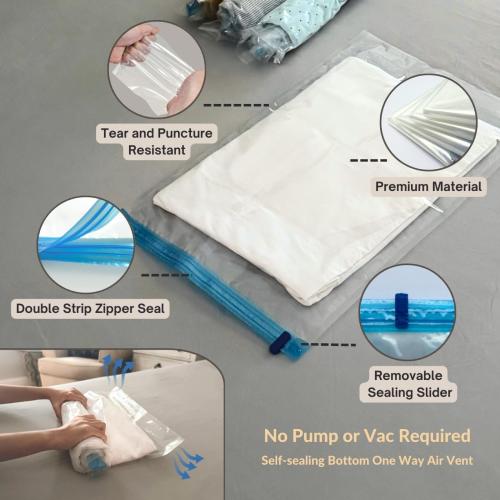 25 Pack Vacuum Storage Bags with Pump, Compression Space Saver for Comforter, Bedding, Blanket Storage, Vacuum Seal Bags for Clothing, Luggage and Closet Organizer