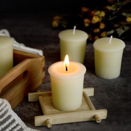 DEYBBY White Beeswax Votive Candles 12-Hour Burn Unscented Candles 6 Pack