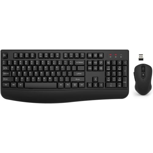 Wireless Keyboard and Mouse Combo, EDJO 2.4G Full-Sized Ergonomic Computer Keyboard with Wrist Rest and 3 Level DPI Adjustable Wireless Mouse for Windows, Mac OS Desktop/Laptop/PC