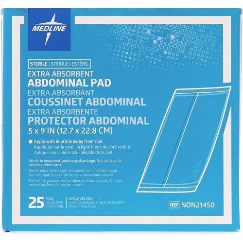 Medline Medline Sterile Abdominal Pad, NON21450H, 5 inch x 9 inch, 4 Packs of 25 Count