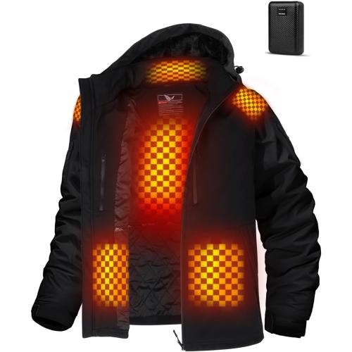Heated Jacket for Men without Bαtterγ Pack, Winter Outdoor Soft Shell Electric Heating Coat with Detachable Hood size XL