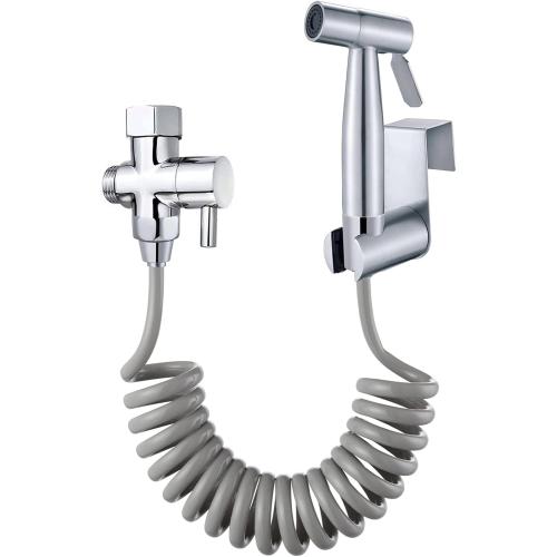 Silver Handheld Bidet Sprayer Toilet Kit - Water Tank Hook and 59in ABS Flexible Telescopic Hose