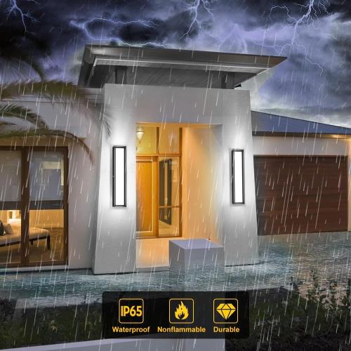 10%-100% Dimmable Outdoor Wall Lights,LED 3000k 4500K 6000k Exterior Light Fixture,IP65 Waterproof Matt Black Wall Sconce Light Fixture for House Porch Patio Garage ()