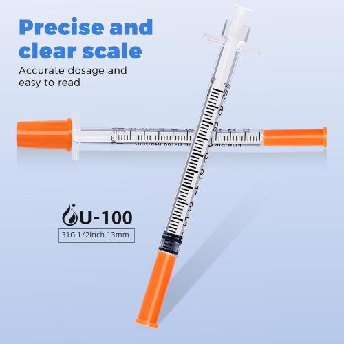 Insulin Syringe with Needle, 30G 5/16(8mm) 1ml Inch, Individually Packed 18 Pack
