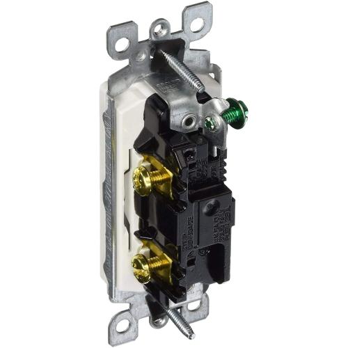 Leviton 15 Amp, 120/277 Volt, Decora Rocker Single-Pole AC Quiet Switch, Residential Grade, Grounding, 5601-2W, White