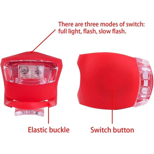 8 Pack Bicycle Light, Silicone LED Bike Light Set, 4 PCS Bike Headlight and 4 Pcs Taillight (Red & White)-Multi-Purpose Waterproof