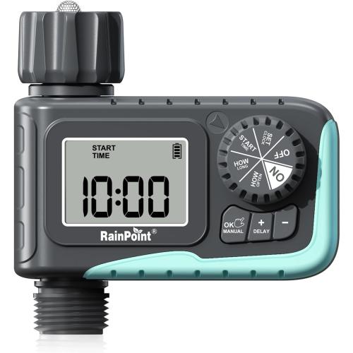 RAINPOINT Sprinkler Timer, Programmable Water Timer for Garden Hose, Outdoor Soaker Hose Timed with Rain Delay/Manual/Automatic Watering System, Digital Irrigation for Yard, Lawn, 1 Outlet