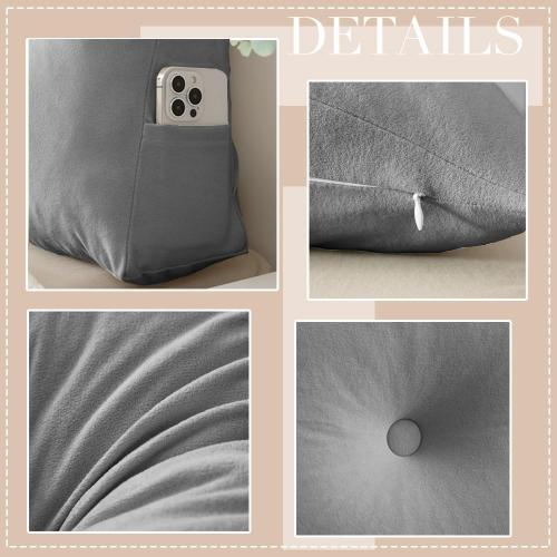 Size medium Color Grey Triangular Wedge Headboard Pillows Twin Dorm Headboard Pillow Long Backrest Positioning Support for Sleeping Back Pillow for Bed Sitting Up Wedge Pillow Reading Bed Lumbar Pillow