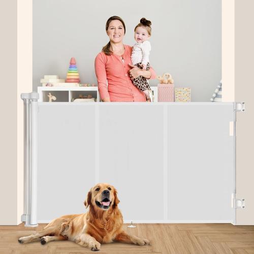Miumoon 71 inch Reinforced Retractable Baby Gates 42 inch Tall | Retractable Dog Gate with No Crawl Through Reinforced Strip, 6 FT Retractable Gate for Stairs,Doorways,Hallway,Indoor/Outdoor