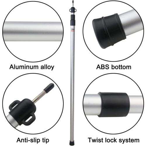 Sunnyglade 2 Pcs Adjustable Tarp Poles, Silver , Telescoping Aluminum Rods Portable Awning Poles for Camping,Backpacking,Hiking(Set of 2)