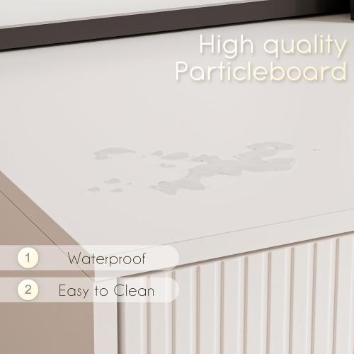 Apetaccat TV Stand for 55-65 Inch TV, Entertainment Center with Soft Hinge Door,TV Console Table with 2 Cabinets with Gold Handle and Feet,for Living Room, Bedroom, White