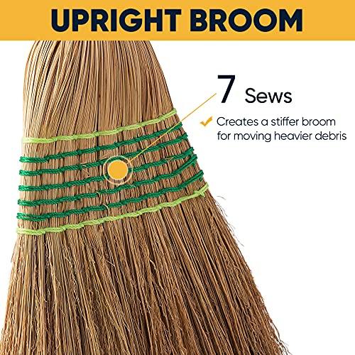 Yocada Heavy-Duty Corn Broom Commercial Indoor Outdoor Broom 59.8 inch Tall | for Courtyard Garage Lobby Mall Market Floor Home Office Leaves Stone Dust Rubbish