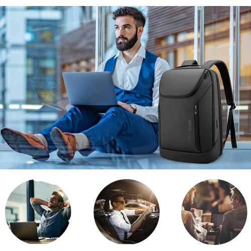 Black 15.6 BANGE Business Smart Backpack Waterproof fit 15.6 Inch Laptop Backpack with USB Charging Port,Travel Durable Backpack