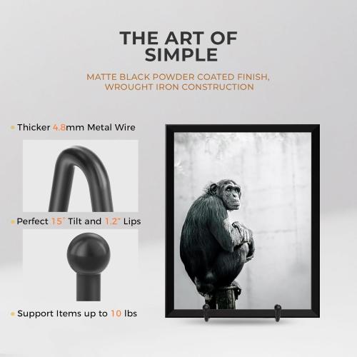 TR-LIFE Plate Stands for Display - 4.5 Inch Plate Holder Display Stand   Metal Frame Holder Stand for Picture, Decorative Plate, Book, Photo Easel