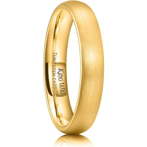 King Will Wedding Band for Men Women, Tungsten Carbide Rings, Gold/Rose Gold/Black/Gunmetal/Silver, 2/4/6/8mm Matte Brushed Bands Ring for Couple, Promise Rings for Him & Her Comfort Fit