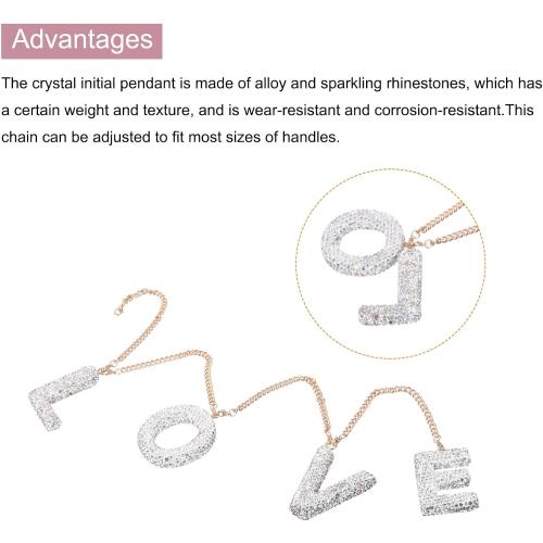 MECCANIXITY Bling Car Letter Charm, Initial M Letter Interior Car Rear View Mirror Decoration Hanging Crystal Ornaments for Women Bags Water Cup DIY Craft, Silver