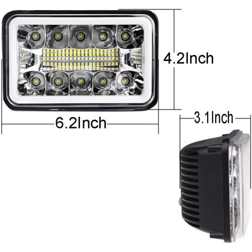 AMUNIESUN 4PCS 4X6 Inch LED Halo Headlights Sealed Beam DRL Turn Light Compatible With Chevy Suburban C10 C20 K10 K30 K5 Blazer (1981-1987) H4651 H4642 H4652 H4656 H4666 H4668 H6545 Replacement