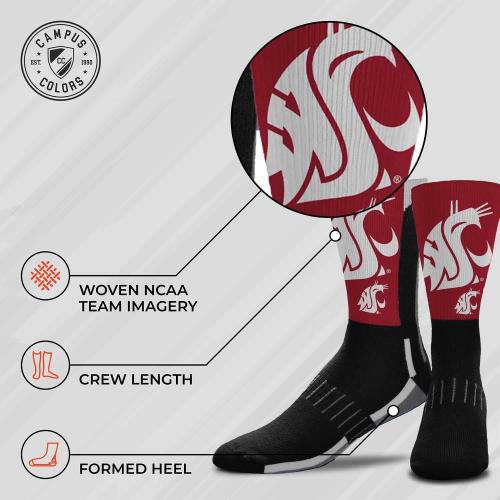 Size Large For Bare Feet NCAA Adult State and University Crew Socks - Polyester blend - Unisex - High-performance socks provide